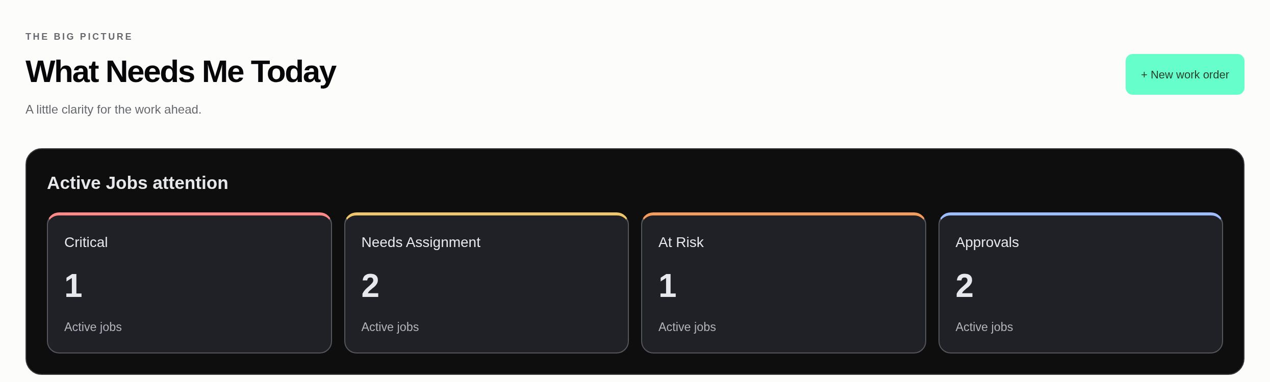 Revoscape development screen showing a sample maintenance job and its next decision.